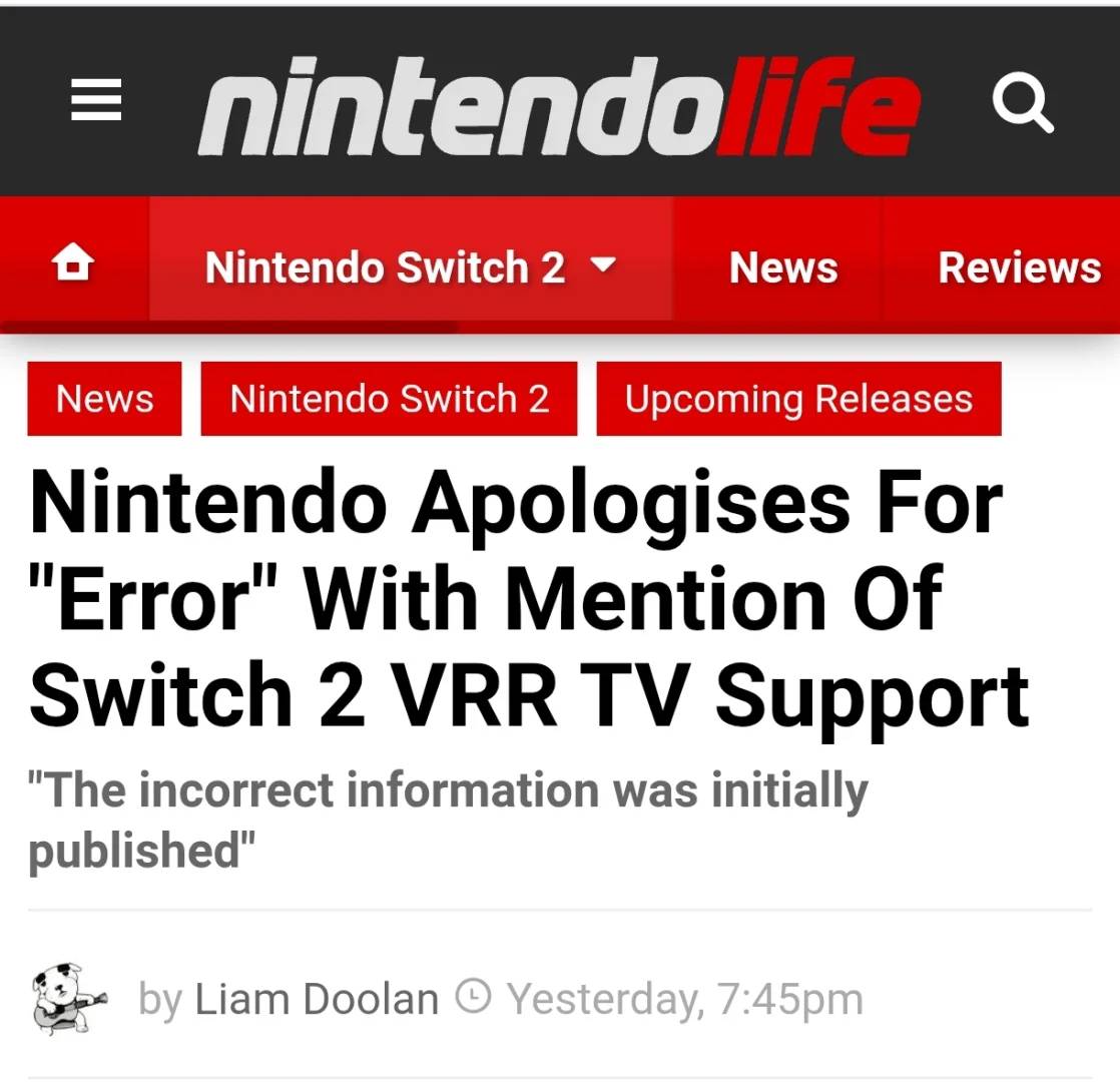 Nintendo Switch 2 VRR Support Exclusive to Handheld Mode Confirmed