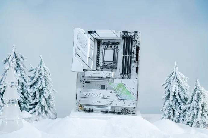 ROG B850 Blowing Snow Motherboard: Stunning Beauty Pictures and Design Appreciation