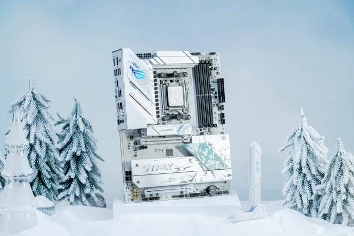 ROG B850 Blowing Snow Motherboard: Stunning Beauty Pictures and Design Appreciation