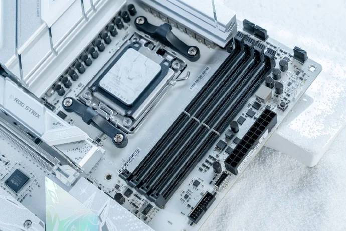 ROG B850 Blowing Snow Motherboard: Stunning Beauty Pictures and Design Appreciation