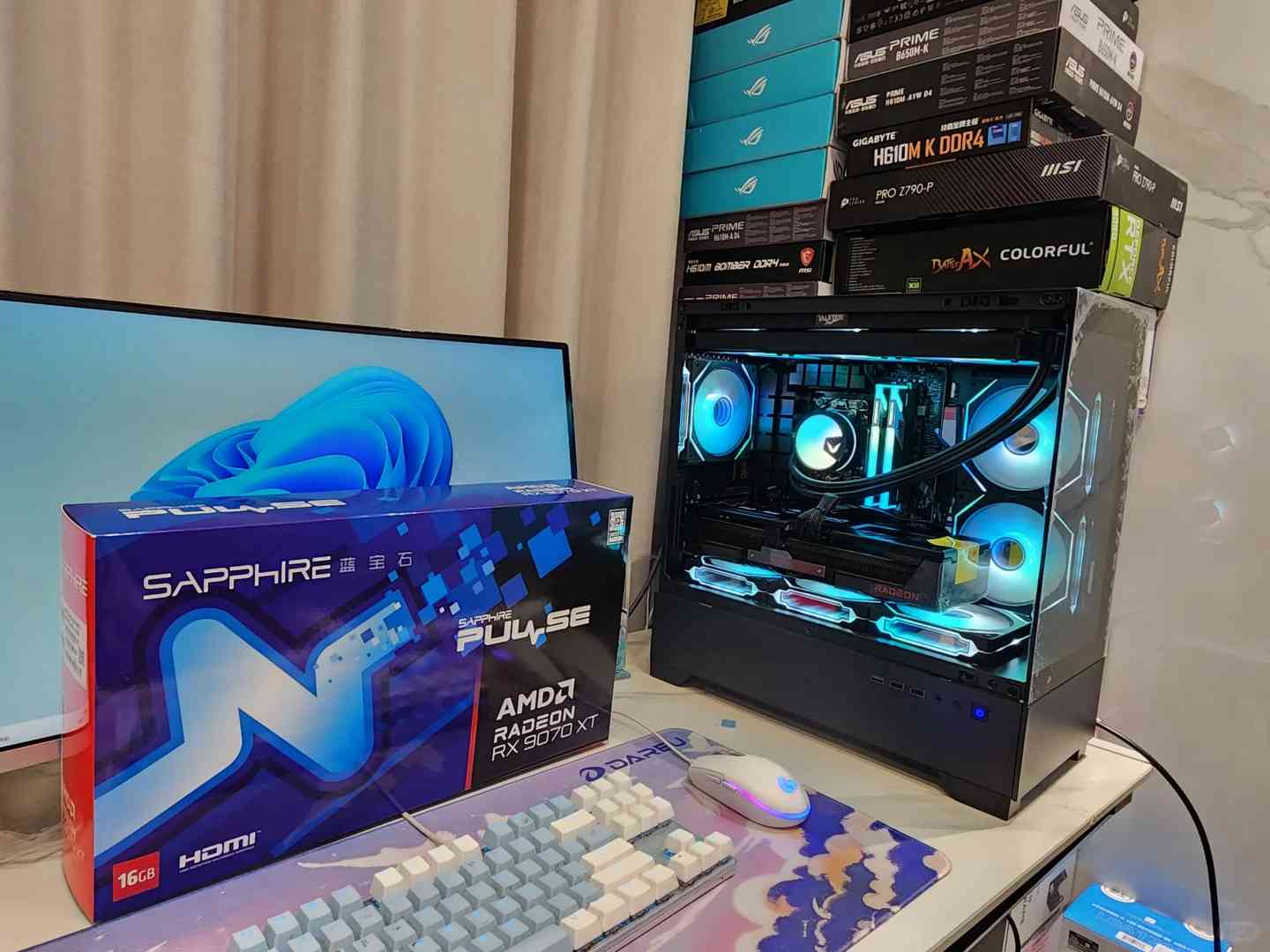 RX 9070XT Gaming PC Build with Pure Black Theme for Sea View Room